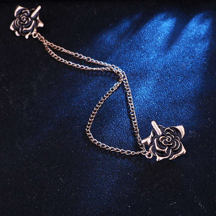 Rose Thorn Gothic Collar Chain Brooch For Shirt - image 4
