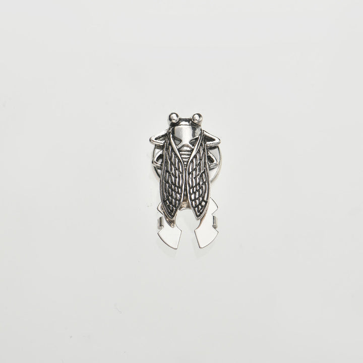 1 Pair Entomologist Cicada Snap-On Shirt Button Covers - Silver - Style #2 - image 5