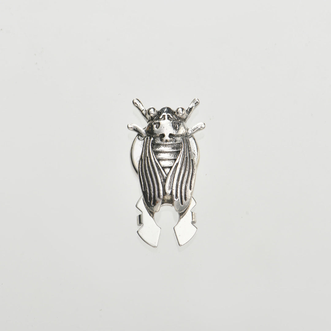 1 Pair Entomologist Cicada Snap-On Shirt Button Covers - Silver - Style #1 - image 3