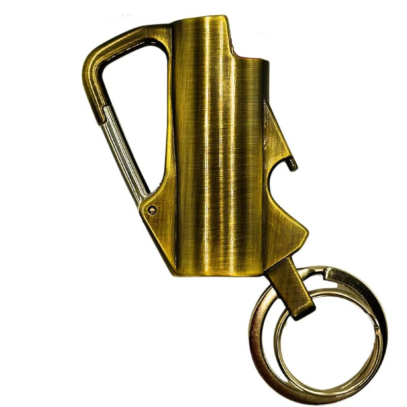 3-In-1 EDC Keychain Tool Carabiner Lighter Case - Bronze - image 6