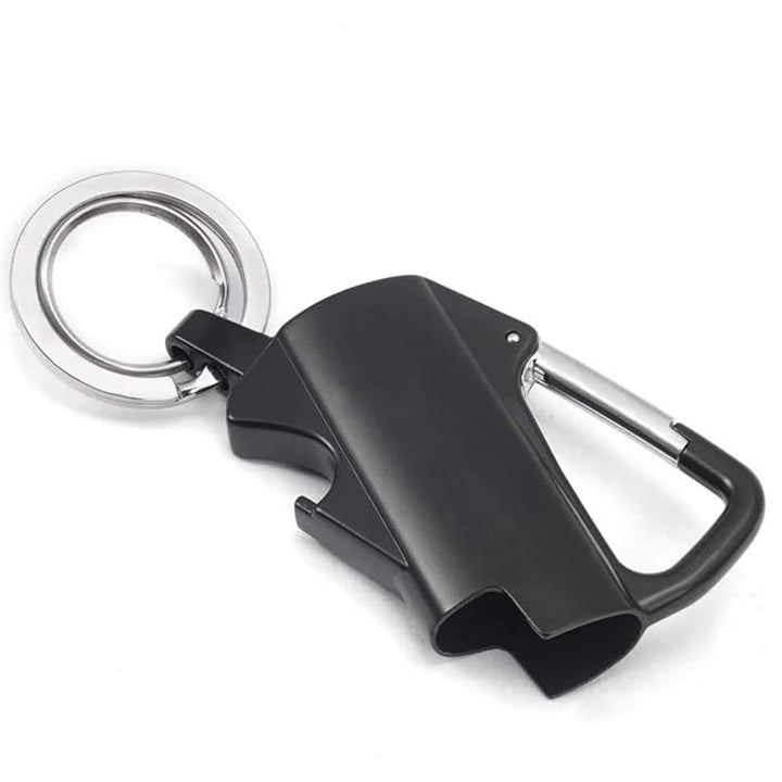3-In-1 EDC Keychain Tool Carabiner Lighter Case - Black - image 1