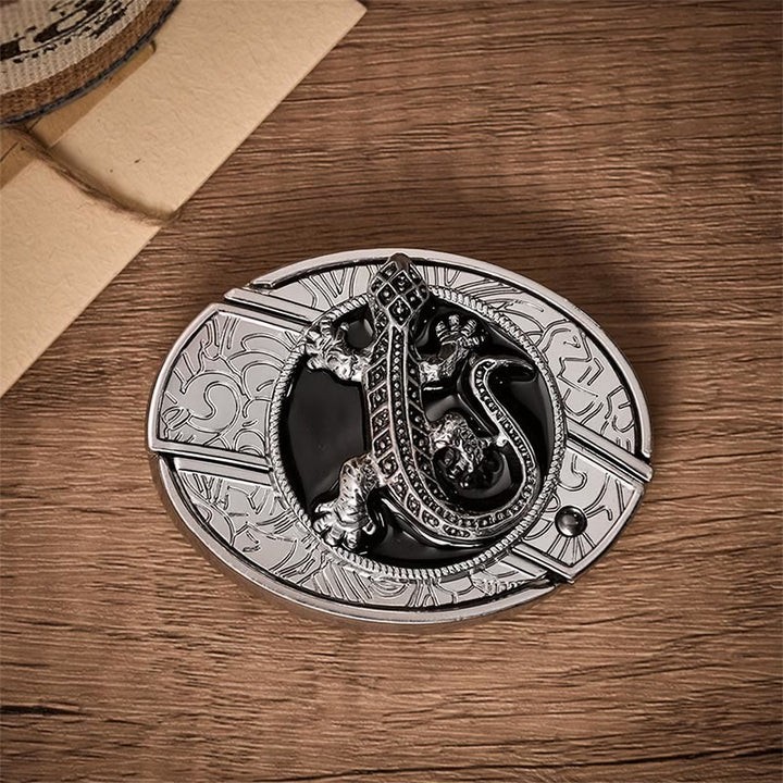 Desert Lizard DIY Hidden Folding Knife Buckle Leather Belt - image 10