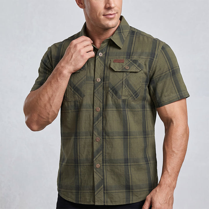Men's Vintage Plaid Shirt With Chest Flap Pockets - image 3