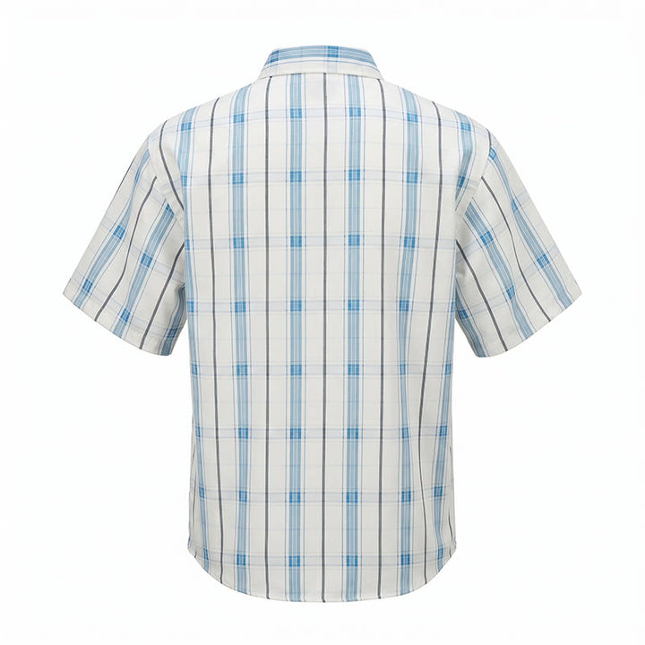 Classic Cream Base Stripe Plaid Shirt For Daily Office Wear - image 12