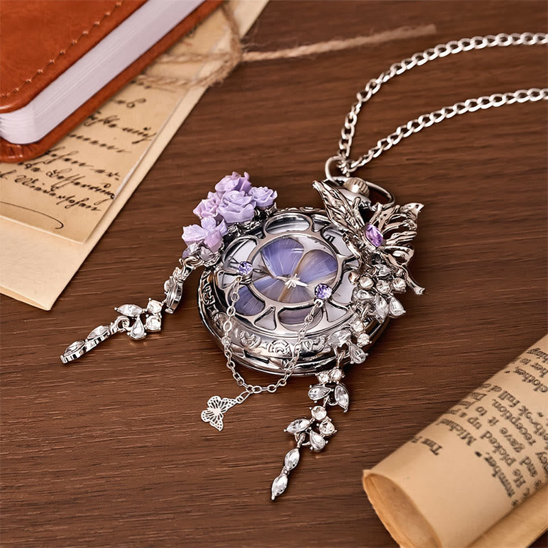 Lavender Butterfly Secret Garden Handmade Pocket Watch - image 8