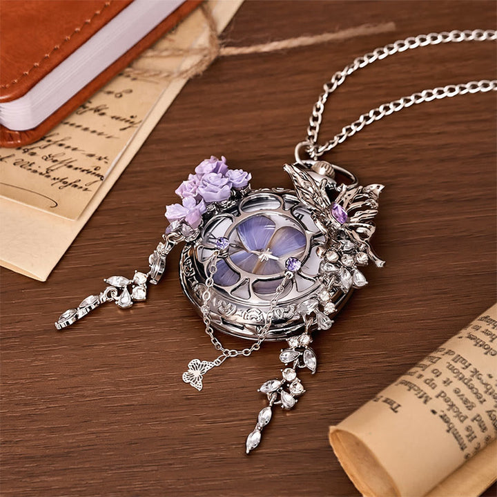 Lavender Butterfly Secret Garden Handmade Pocket Watch - image 8