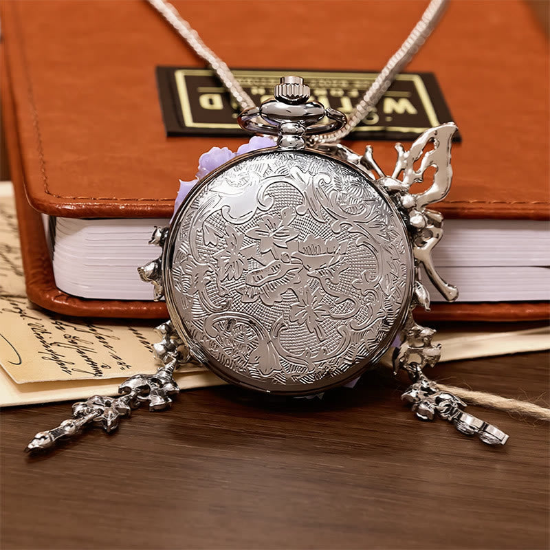 Lavender Butterfly Secret Garden Handmade Pocket Watch - image 6