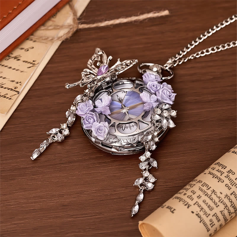 Lavender Butterfly Secret Garden Handmade Pocket Watch - image 3