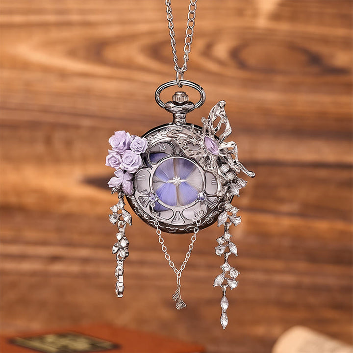 Lavender Butterfly Secret Garden Handmade Pocket Watch - image 9