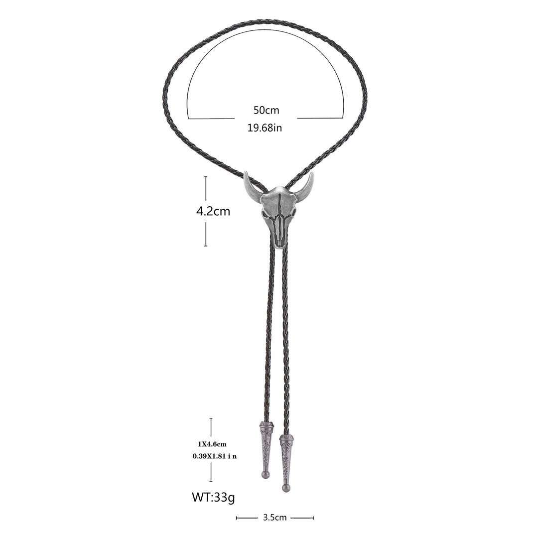 Vintage Cowboy Bronze Bull Skull Bolo Tie - image 9