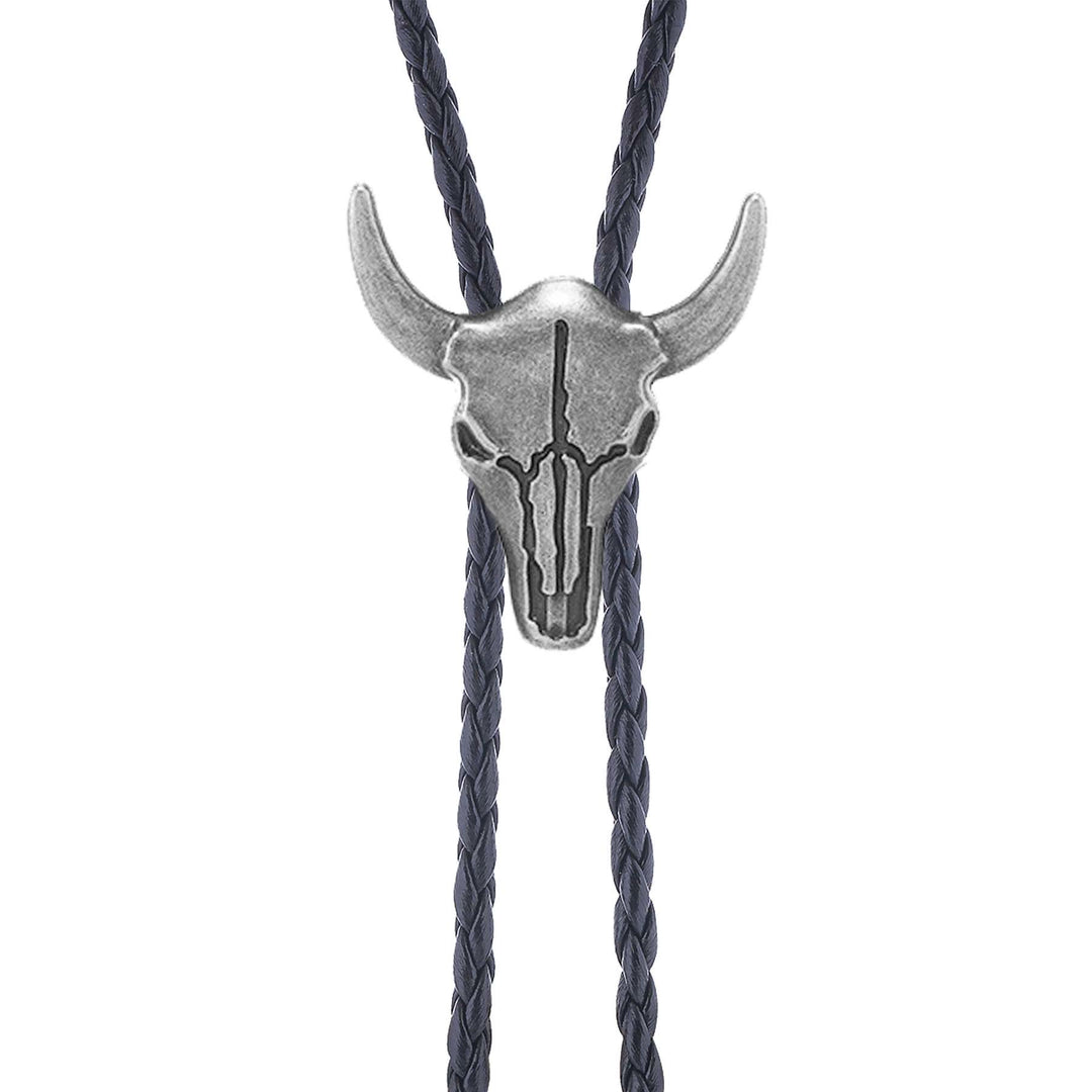 Vintage Cowboy Bronze Bull Skull Bolo Tie - image 6