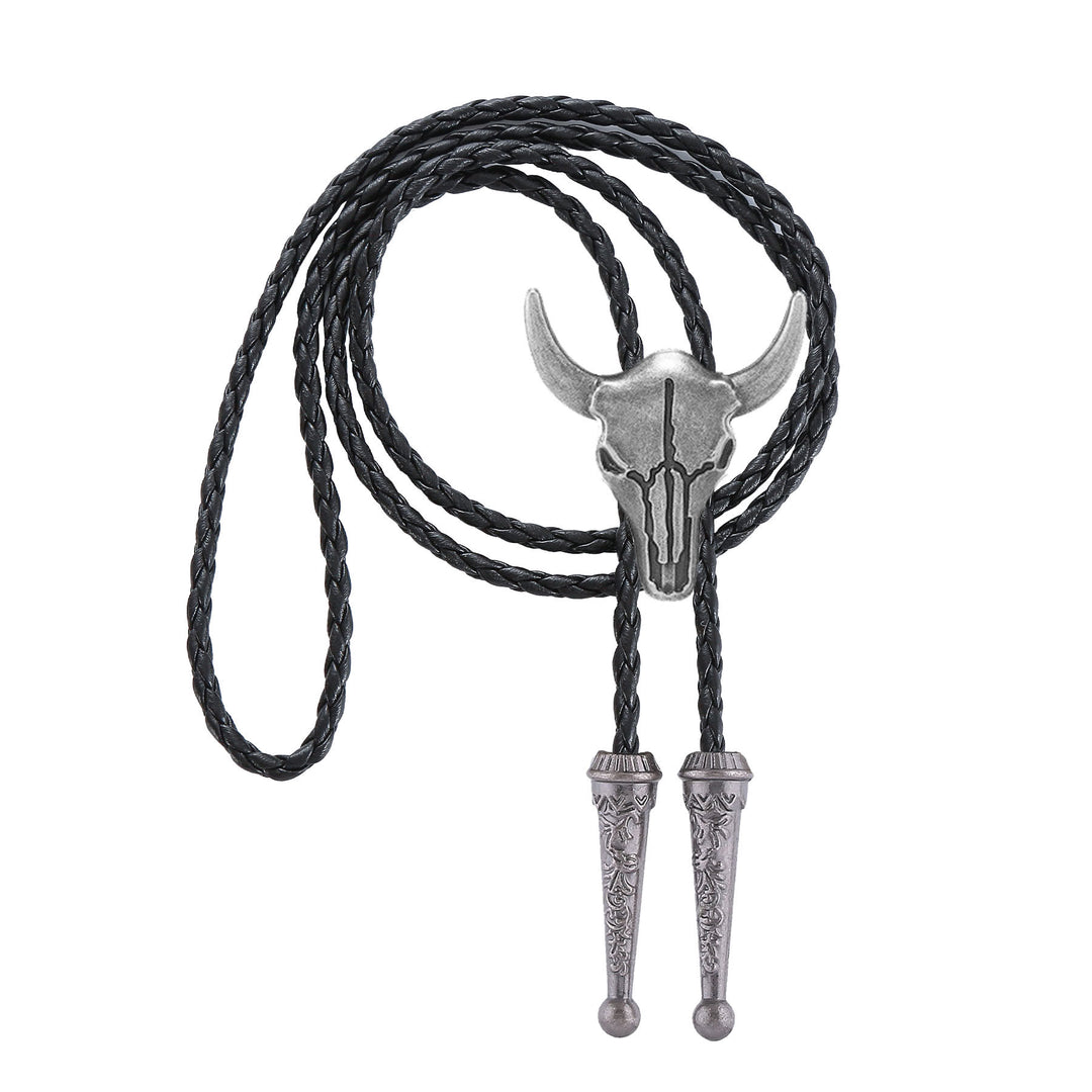 Vintage Cowboy Bronze Bull Skull Bolo Tie - image 8