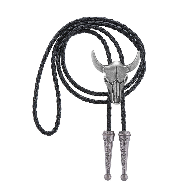 Vintage Cowboy Bronze Bull Skull Bolo Tie - image 8