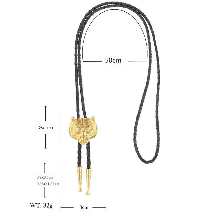Western Retro Tiger Head Metal Bolo Tie - image 11