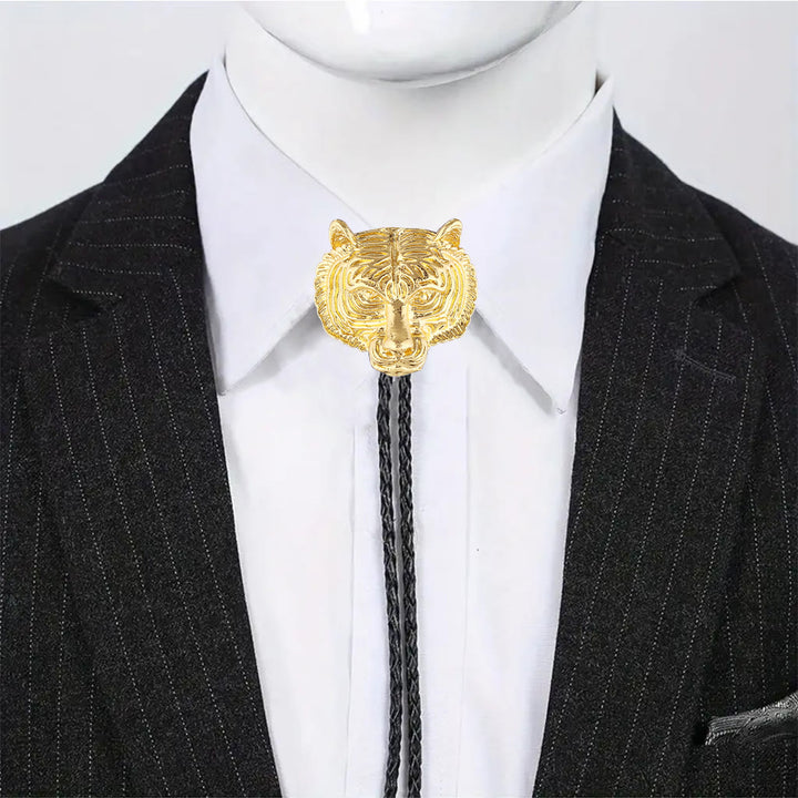 Western Retro Tiger Head Metal Bolo Tie - image 7