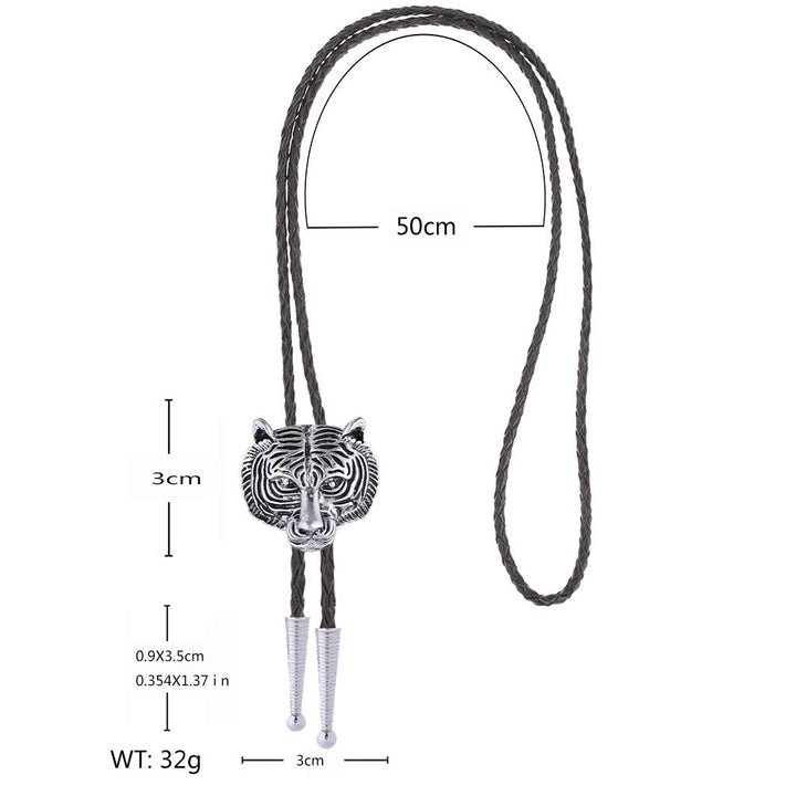 Western Retro Tiger Head Metal Bolo Tie - image 4