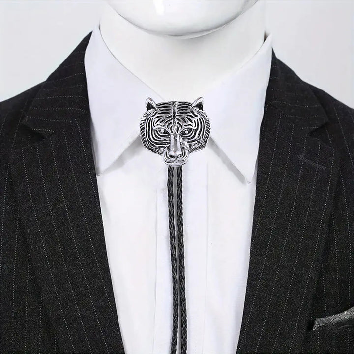 Western Retro Tiger Head Metal Bolo Tie - image 2