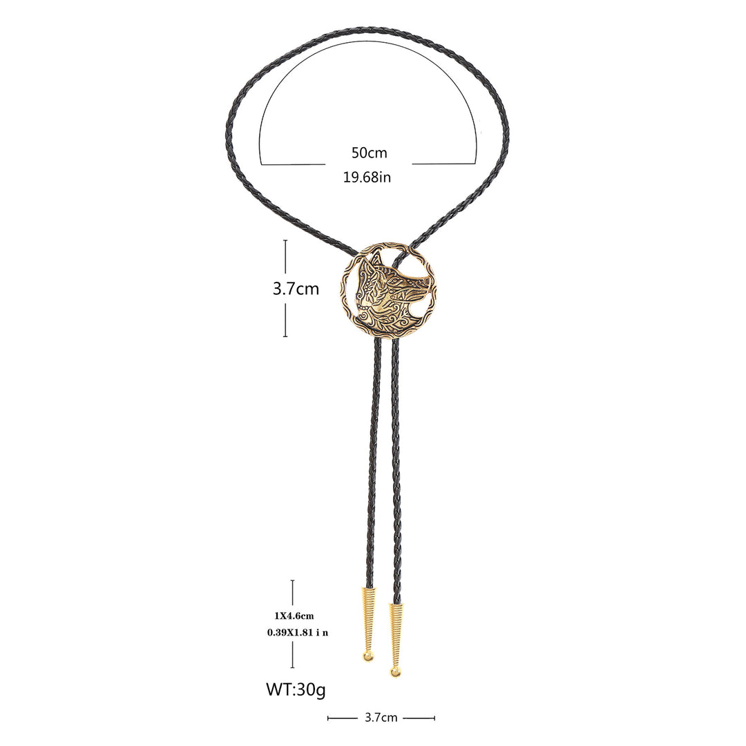 Vintage Antique Gold Hollow Wolf Head Bolo Tie - image 7