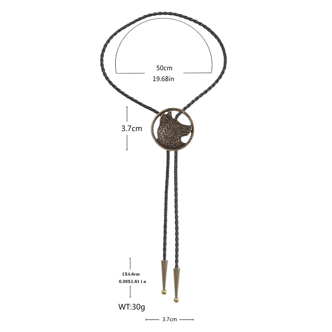 Vintage Antique Gold Hollow Wolf Head Bolo Tie - image 17