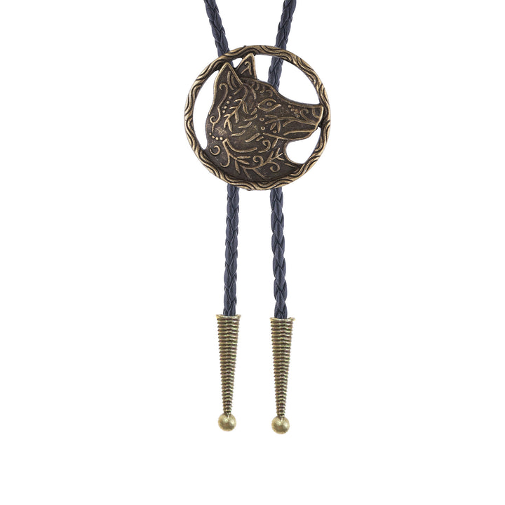 Vintage Antique Gold Hollow Wolf Head Bolo Tie - image 15