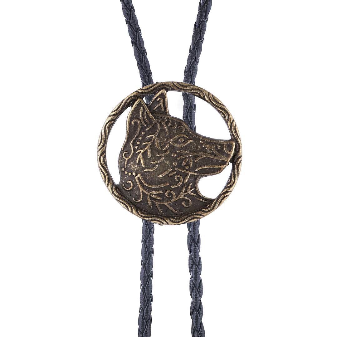 Vintage Antique Gold Hollow Wolf Head Bolo Tie - image 14