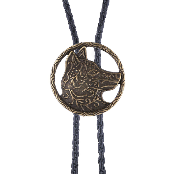 Vintage Antique Gold Hollow Wolf Head Bolo Tie - image 14