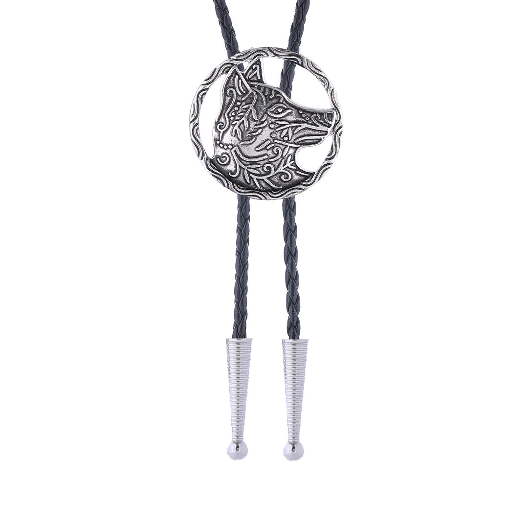 Vintage Antique Gold Hollow Wolf Head Bolo Tie - image 10