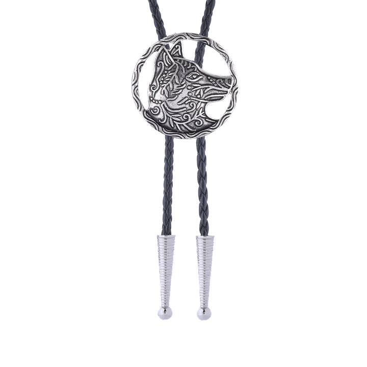 Vintage Antique Gold Hollow Wolf Head Bolo Tie - image 10