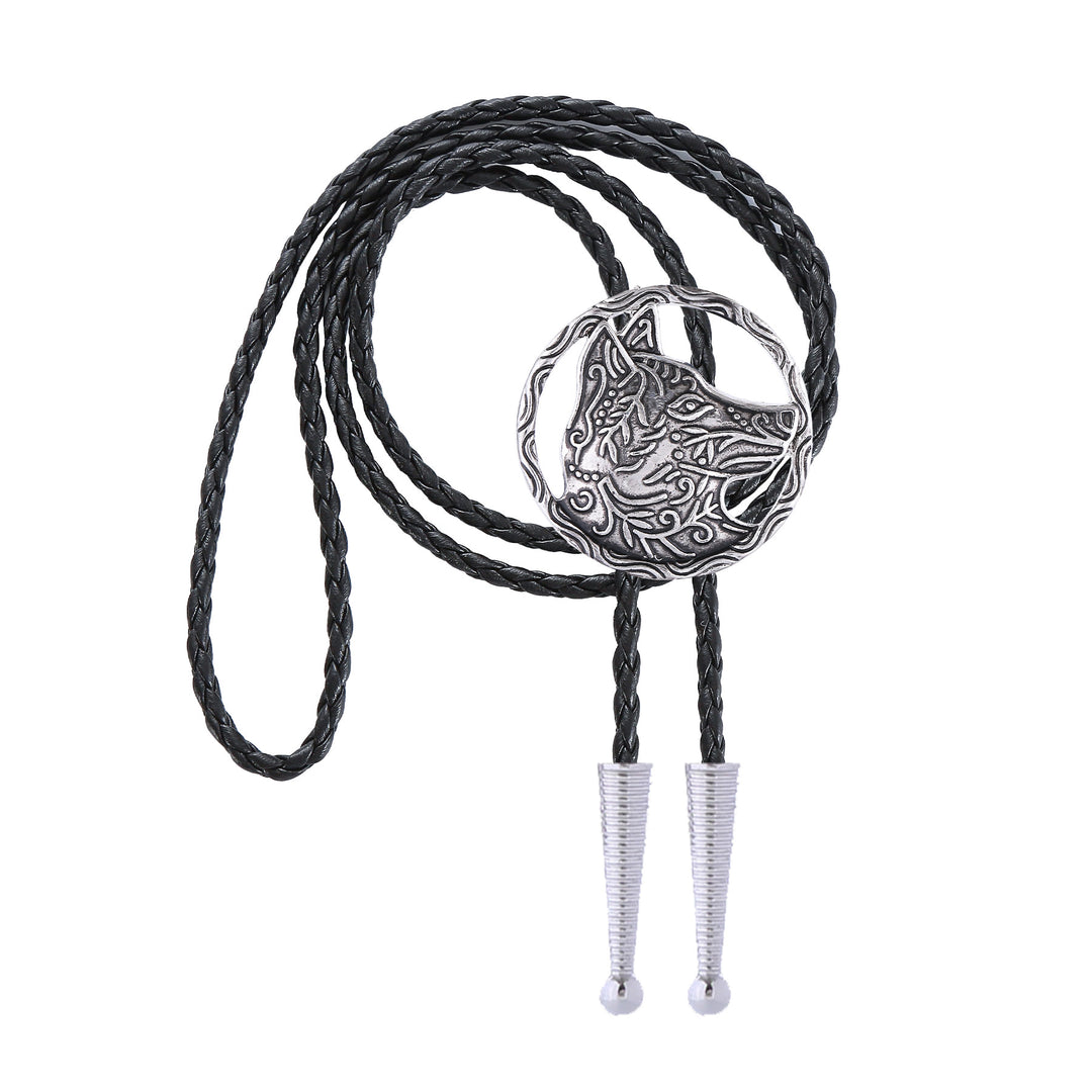 Vintage Antique Gold Hollow Wolf Head Bolo Tie - image 11