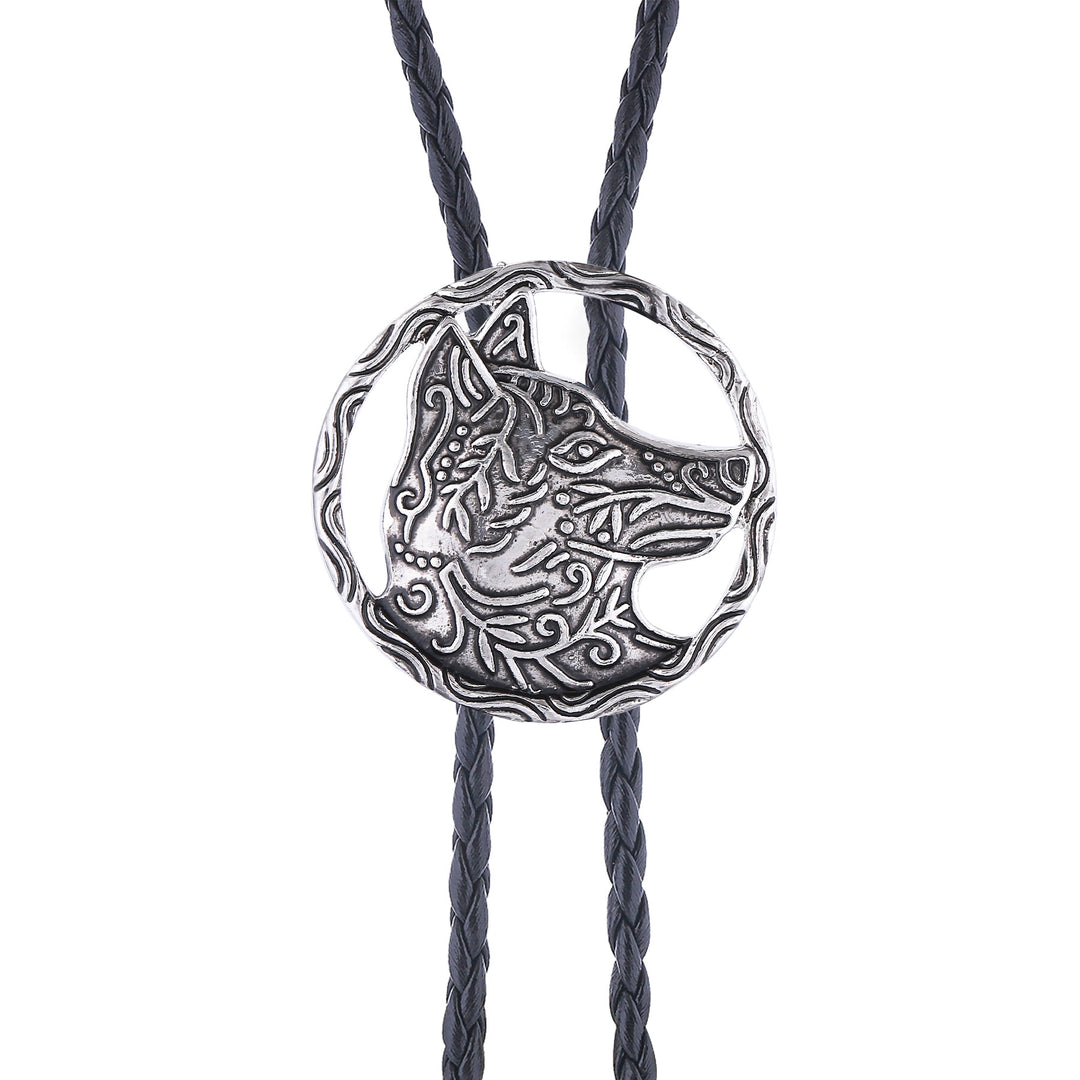 Vintage Antique Gold Hollow Wolf Head Bolo Tie - image 9