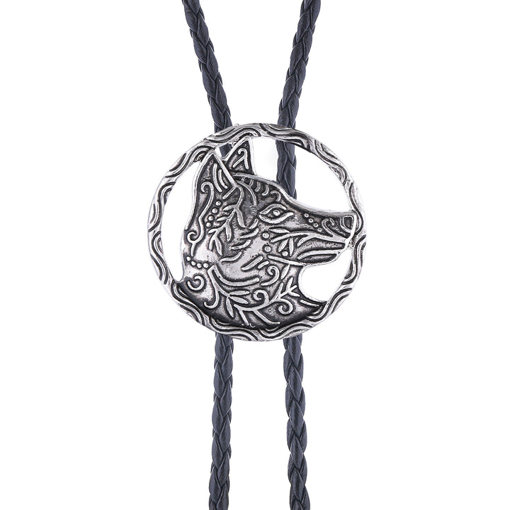 Vintage Antique Gold Hollow Wolf Head Bolo Tie - image 9
