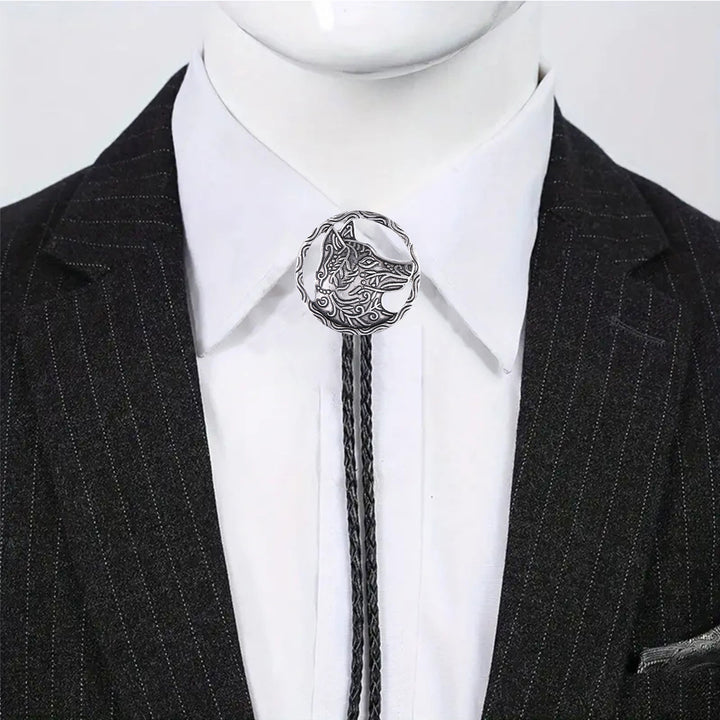 Vintage Antique Gold Hollow Wolf Head Bolo Tie - image 8
