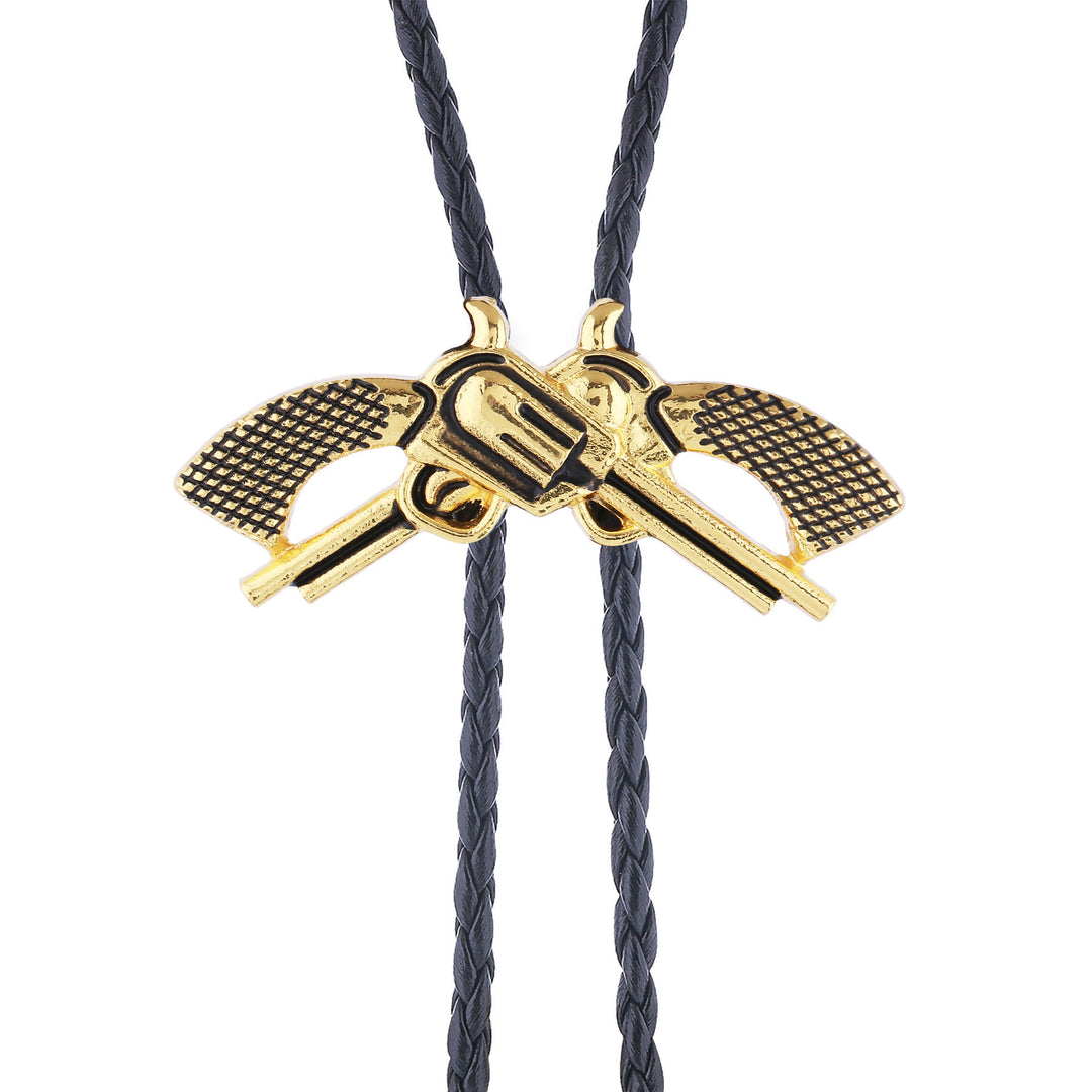 Western Retro Crossed Pistol Bolo Tie - image 3