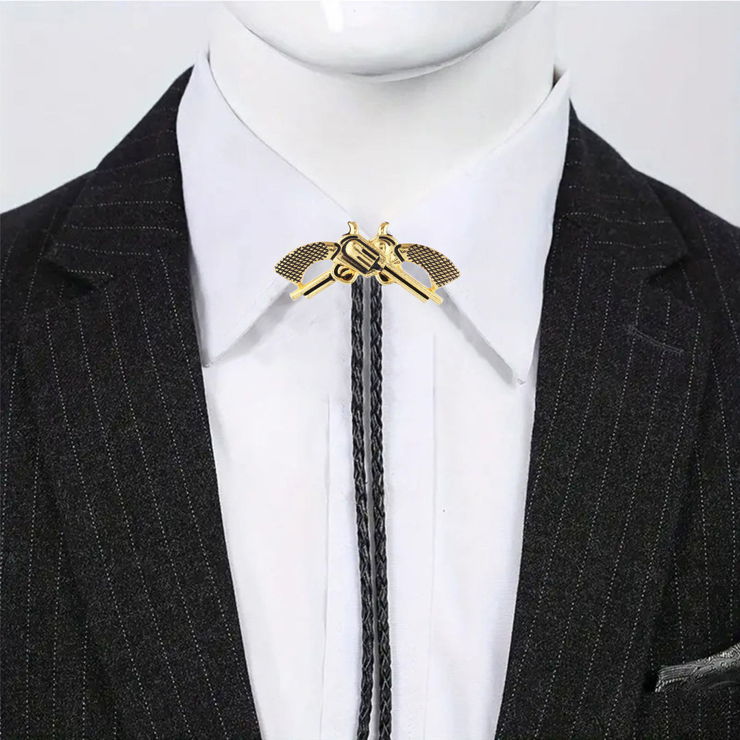 Western Retro Crossed Pistol Bolo Tie - image 2