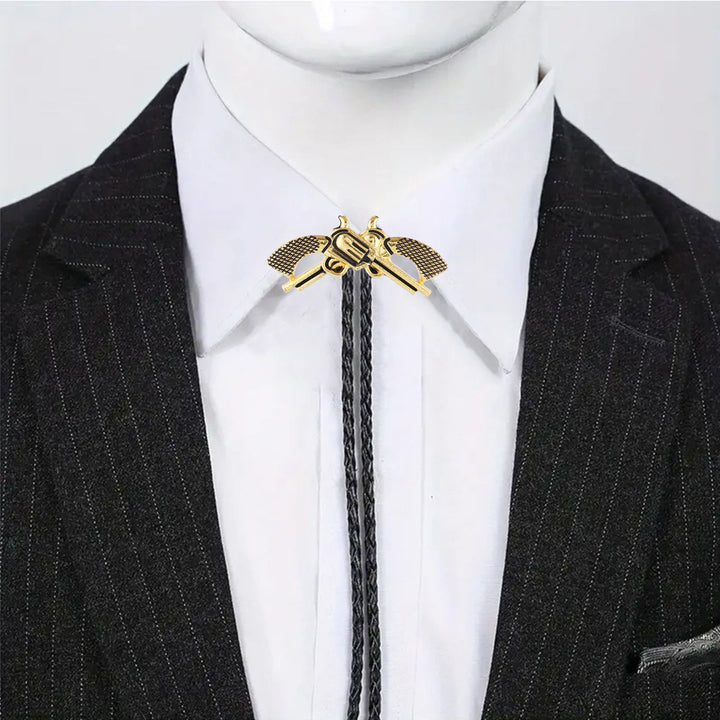 Western Retro Crossed Pistol Bolo Tie - image 2