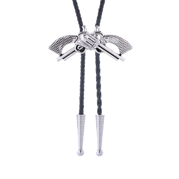 Western Retro Crossed Pistol Bolo Tie - image 9