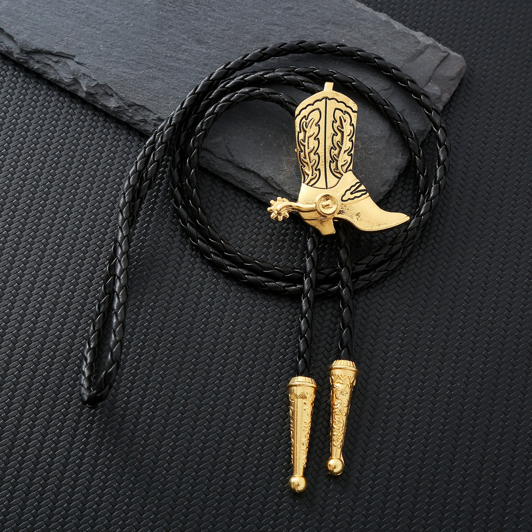 Western Vintage Cowboy Boot Bolo Tie - Golden - image 0
