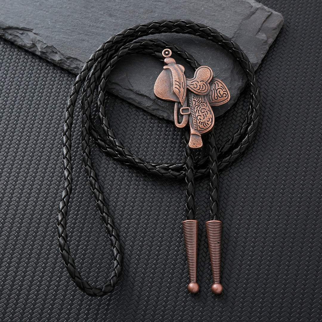 Vintage Horse Saddle Bolo Tie  - Bronze - image 2
