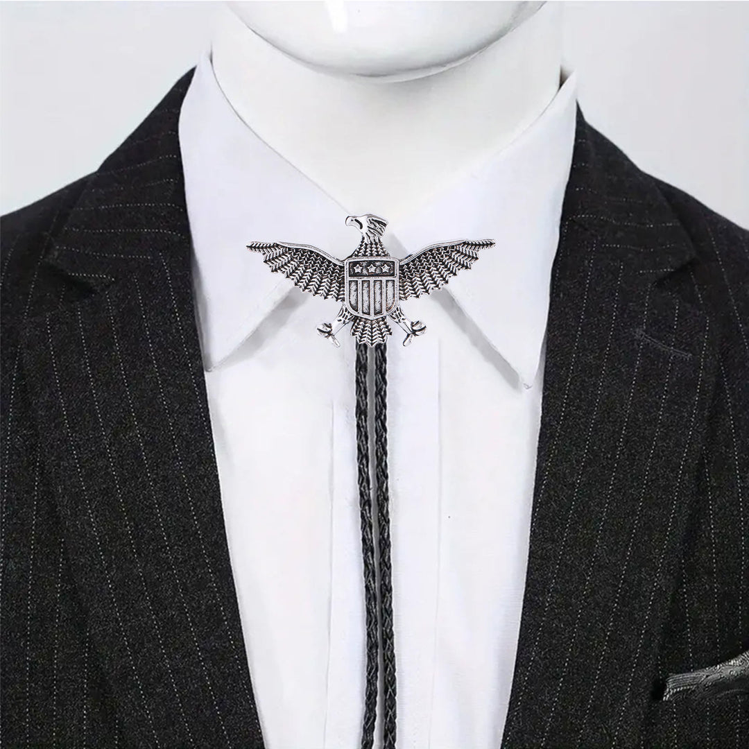 Western American Patriotic Eagle Star Shield Bolo Tie - image 8