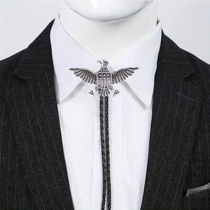 Western American Patriotic Eagle Star Shield Bolo Tie - image 8