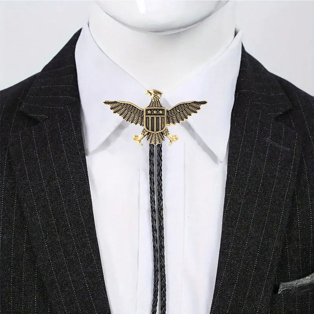 Western American Patriotic Eagle Star Shield Bolo Tie - image 3