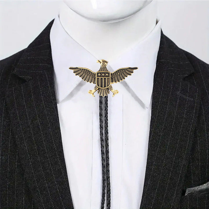 Western American Patriotic Eagle Star Shield Bolo Tie - image 3