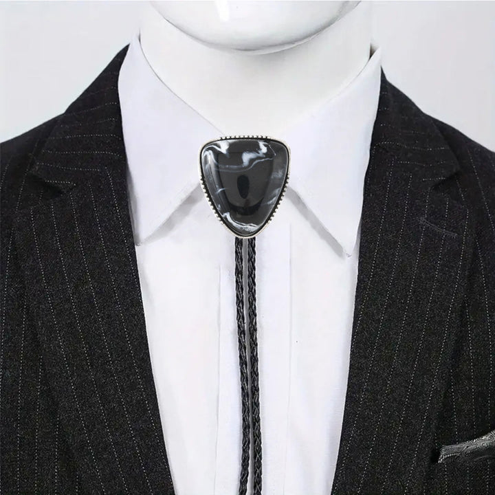 Western Glossy Artificial Tribal Shield Stone Bolo Tie - image 6