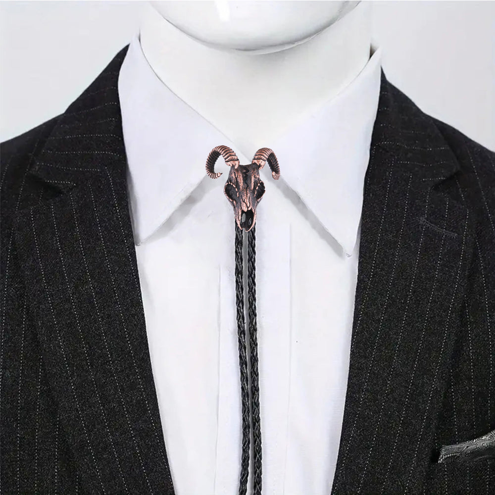 Dark Aesthetic Gothic Ram Skull Bolo Tie - image 1
