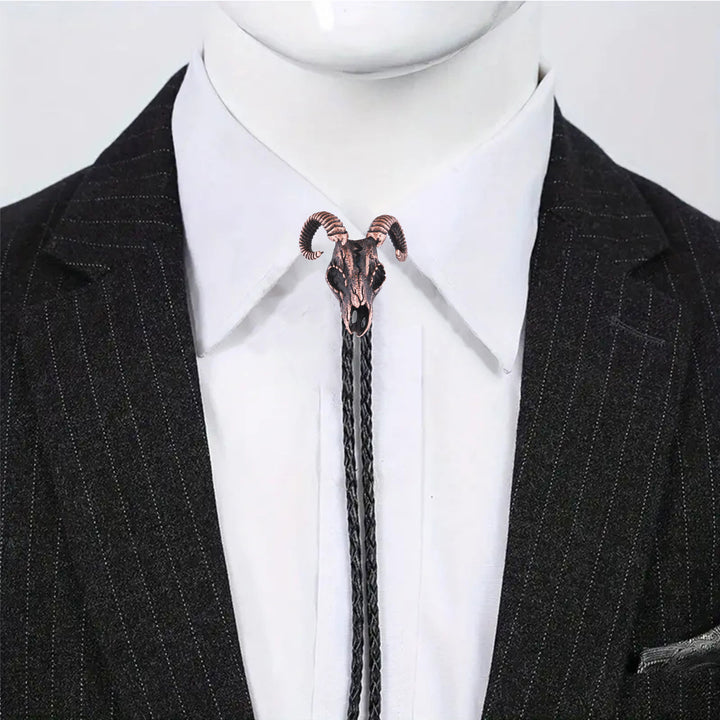 Dark Aesthetic Gothic Ram Skull Bolo Tie - image 1