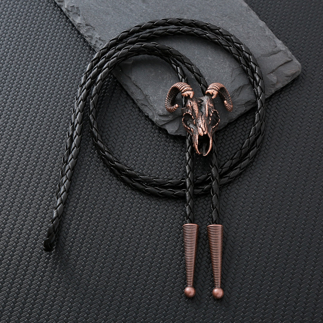 Dark Aesthetic Gothic Ram Skull Bolo Tie - Copper - image 0