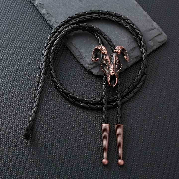 Dark Aesthetic Gothic Ram Skull Bolo Tie - Copper - image 0