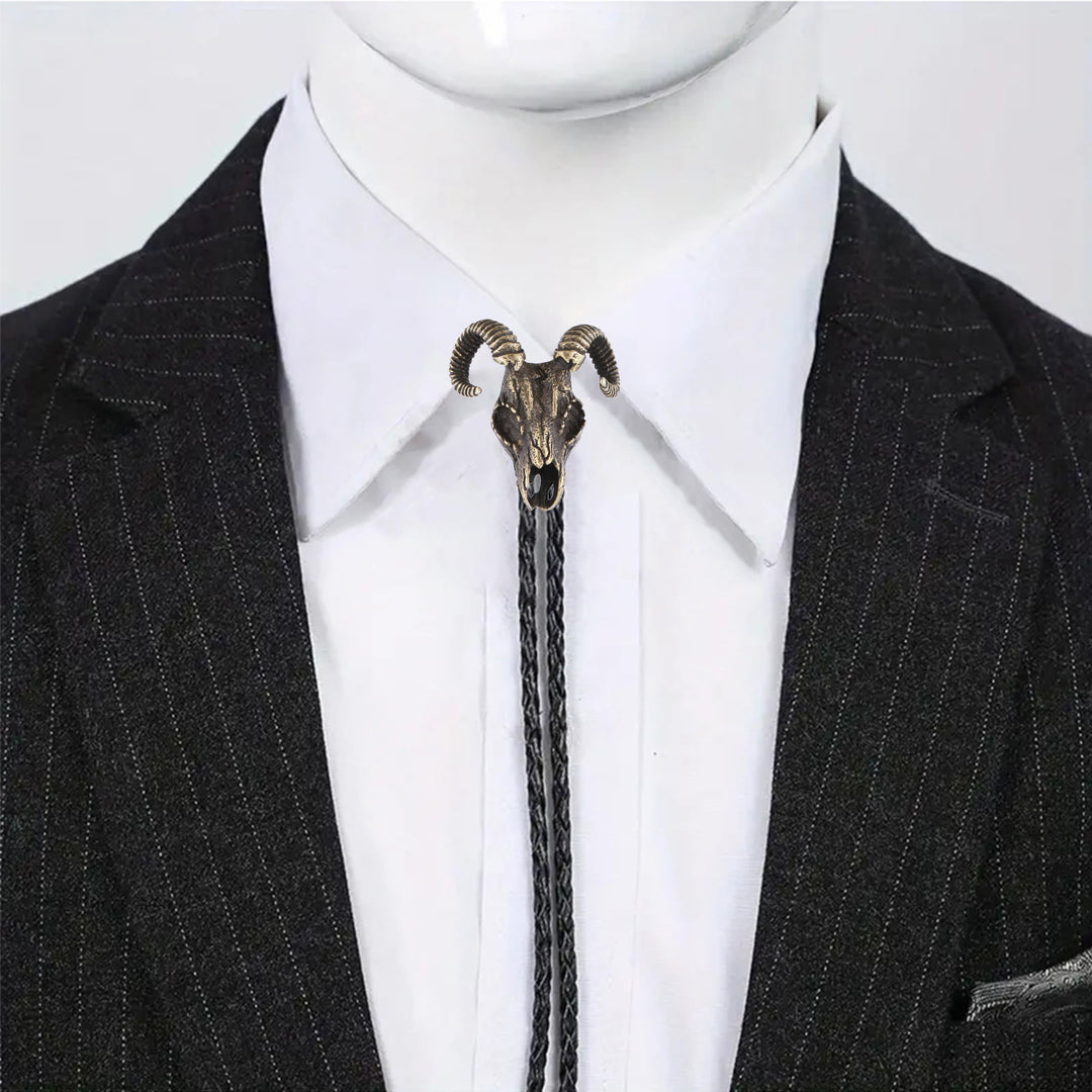 Dark Aesthetic Gothic Ram Skull Bolo Tie - image 7