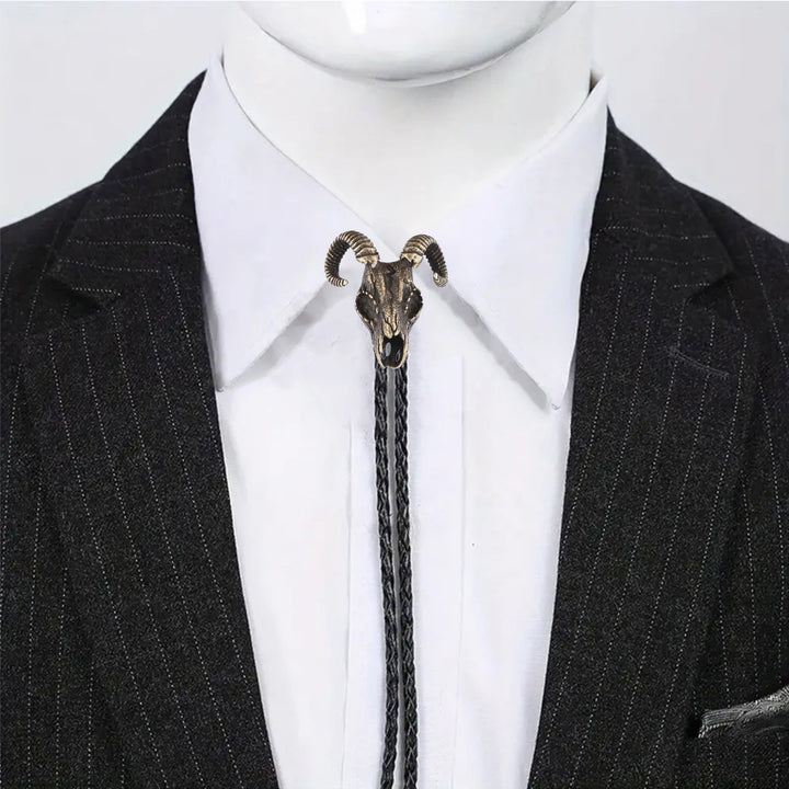 Dark Aesthetic Gothic Ram Skull Bolo Tie - image 7