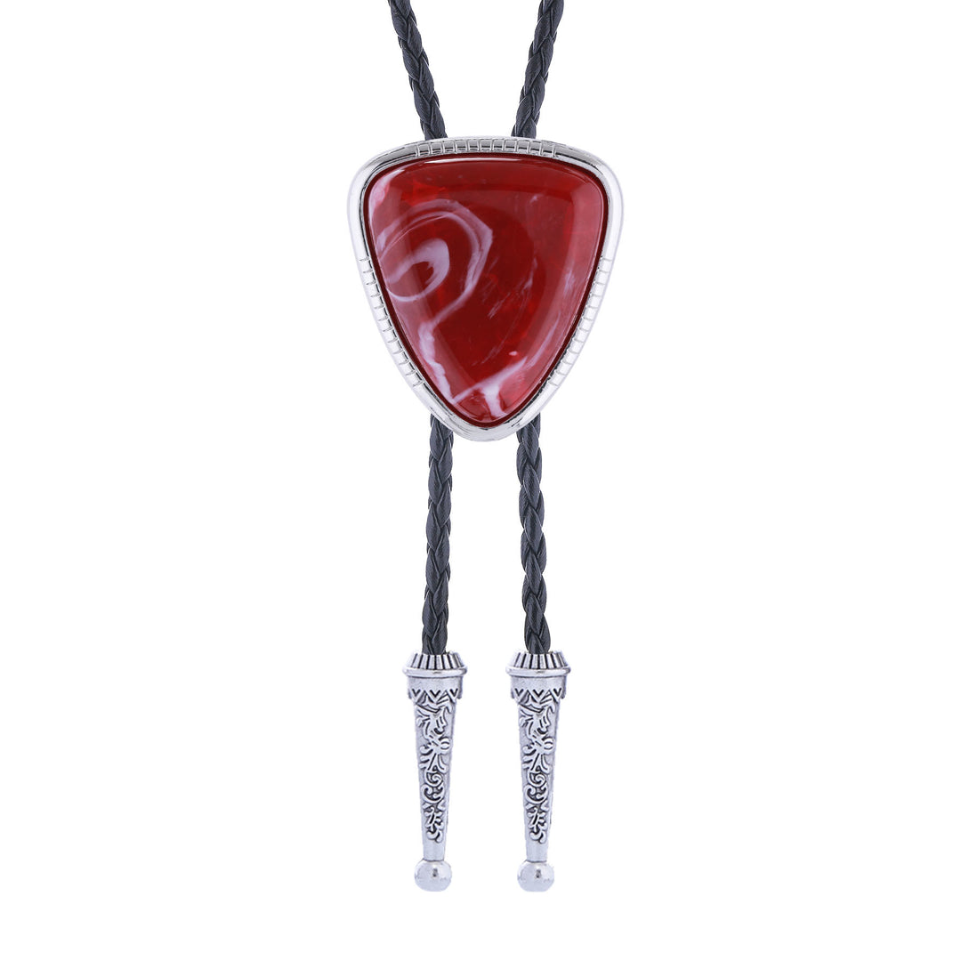 Western Glossy Artificial Tribal Shield Stone Bolo Tie - image 4